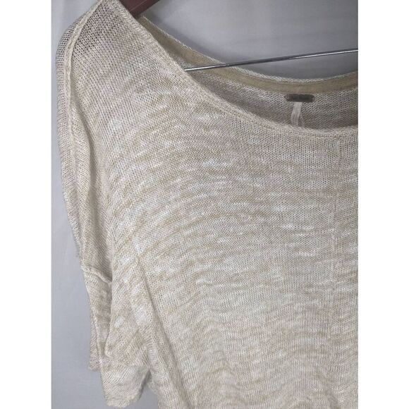 Free People Light Bright Oversized Linen Lagenlook Short Sleeve Sweater Tunic XS - Picture 4 of 15